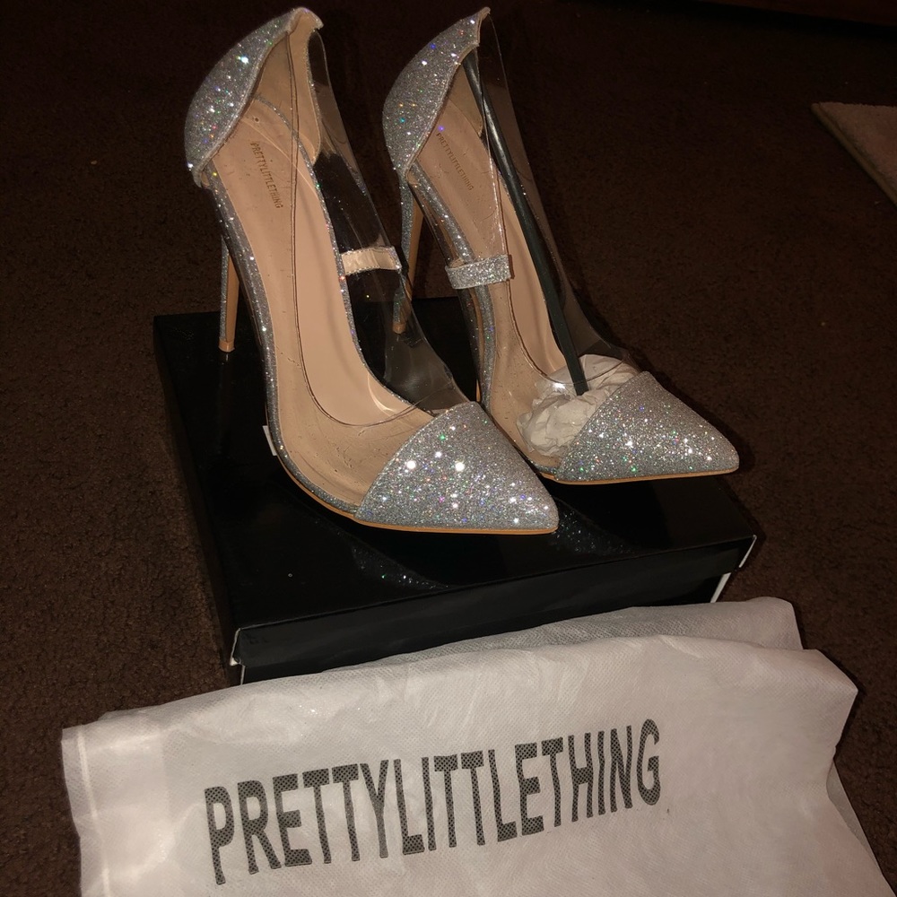 Silver Glitter Court Shoes